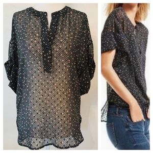 CAbi Black Sheer Star Dot Blouse